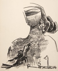 A. S. Rind, 13 x 11 Inch, Charcoal On Paper , Figurative Painting, AC-ASR-389